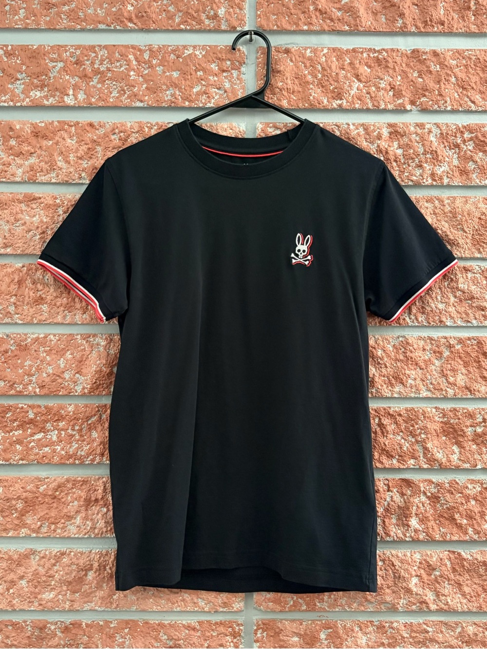 Psycho Bunny Black Tee with Red & White Trim